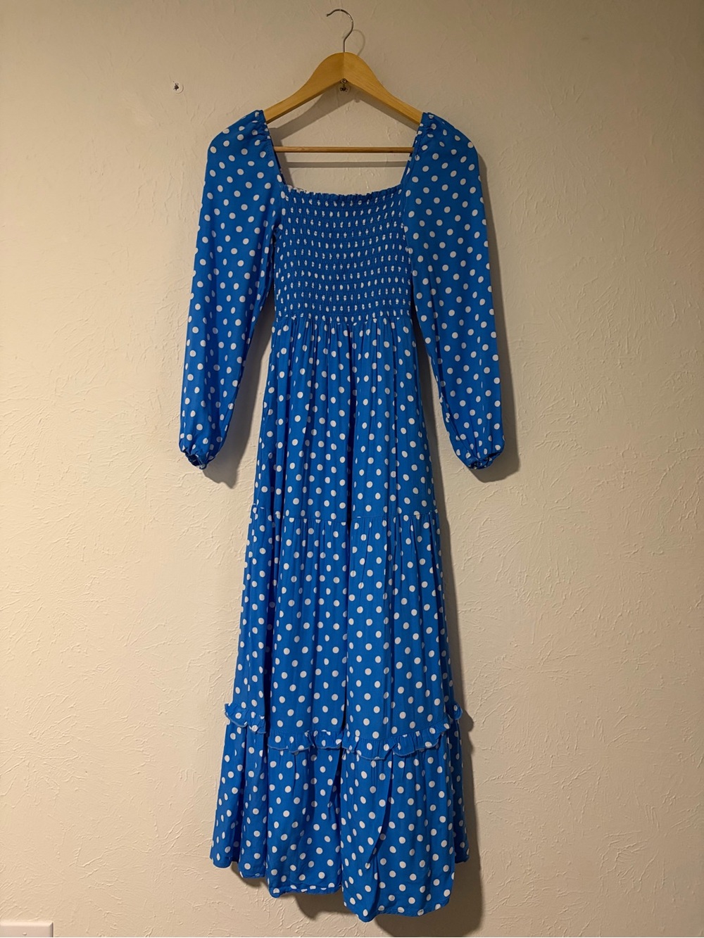 Anthropologie Dolan Laney Smocked Polka Dot Midi Dress X-Small